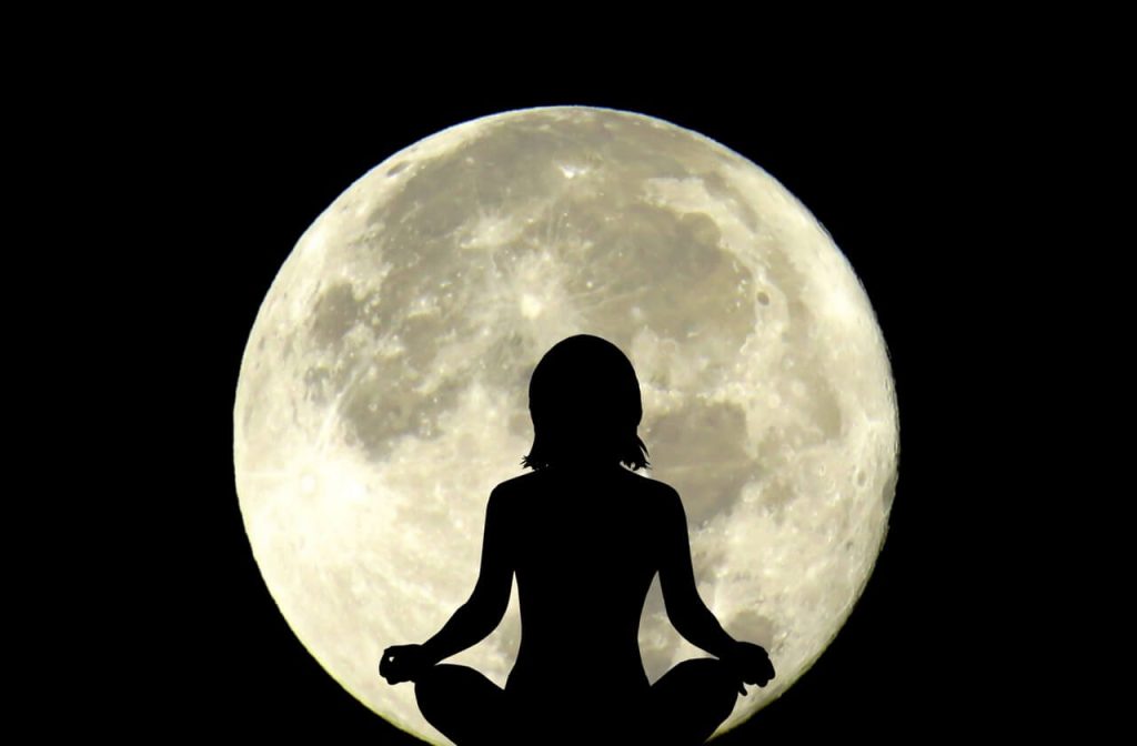 meditation woman moon silhouette
